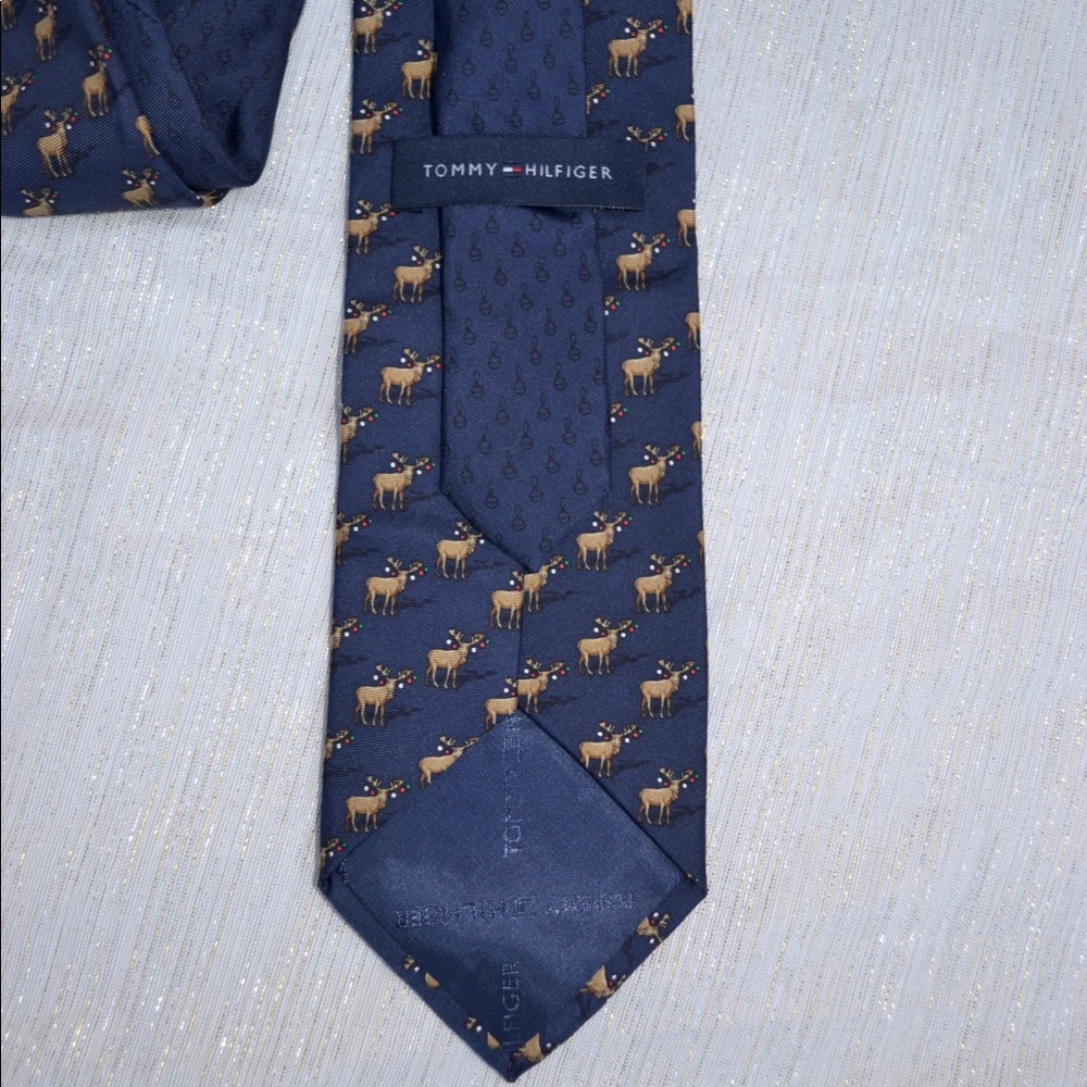 Tommy Hilfiger Navy Reindeer Christmas Men Necktie